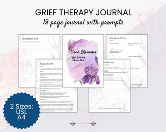 Grief Journal | Memory Book | Therapy Journal | Sympathy Memorial Journal | Grief Workbook | Bereavement Diary | Grief and Loss Journal