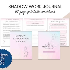 Printable Shadow Work Journal with Prompts for Deep Self-Discovery | Shadow Work and Healing Guided Journal and Workbook in Feminine Pink