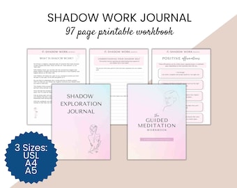 Printable Shadow Work Journal with Prompts for Deep Self-Discovery | Shadow Work and Healing Guided Journal and Workbook in Feminine Pink