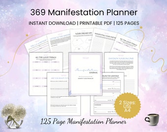 369 methodemanifestatie afdrukbare planner | 369 manifestatiedagboek afdrukbaar | Gids wet van aantrekking |  LOA 369 Manifest pdf-werkboek