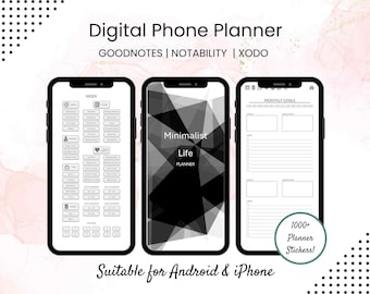 Undated Digital Phone Planner Minimalist Pocket Planner for iPhone Android Smartphone Ultimate Life Planner for Goodnotes, Xodo, Notability