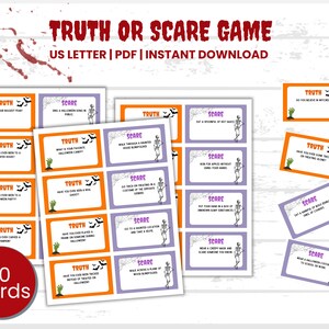 Halloween Game Truth or Scare Printable PDF | Halloween Party Game | Halloween Family Game I Halloween Activities I Truth or Dare for Teens