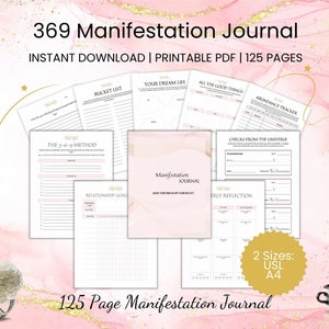 369 Manifestation Journal Printable PDF | 369 Method Printable Planner | Law Of Attraction Guide |  LOA 369 Manifestation PDF Workbook