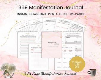 369 Manifestation Journal Printable PDF | 369 Method Printable Planner | Law Of Attraction Guide |  LOA 369 Manifestation PDF Workbook
