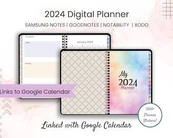 Planificador digital diario Samsung Notes 2024 con integración de Google Calendar / GoodNotes, Notability, Xodo Google Calendar vinculado