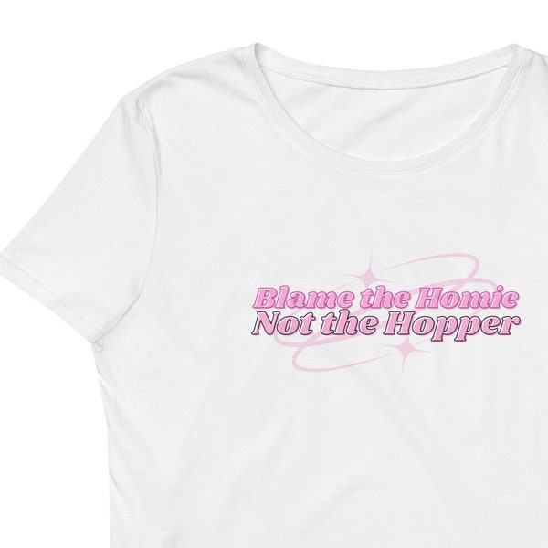 Homie Hopper Crop Top for Women! Y2K Slogan Graphic Tee for Girls, Pink and Girly, Retro Printing, Sparkle Design, Trendy Uni T-shirt