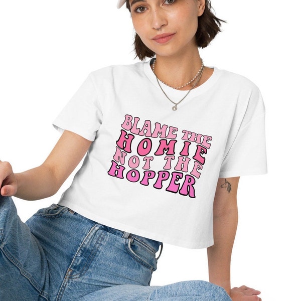 Homie Hopper Crop Top for Women! Y2K Slogan Graphic Tee for Girls, Pink and Girly, Retro Printing, Tweet Design, Trendy Groovy Uni T-shirt