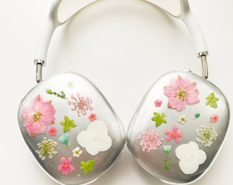Handmade Dried Flower AirPods Max Covers: Pink Floral Headphone Cases