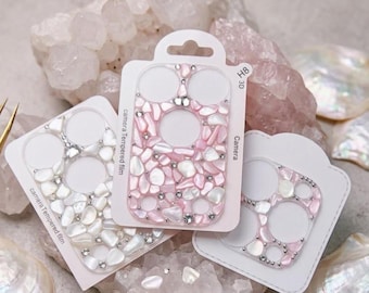 Shell crystals Sparkling iPhone lens cover, blingbling lens cover for iPhone 17 Pro, iPhone 17 Pro Max, and more models