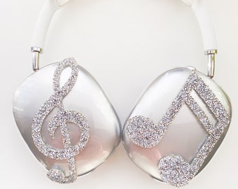 Music AirPods max covers, apple headphone attachments, AirPods max cases, gift for her, bling bling, sparkling
