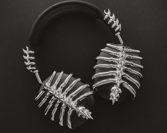 Spine Airpods Max covers, glossy silver, headphone attachments, apple headphone covers, &quot;spine attachment only&quot; goth, cyberpunk
