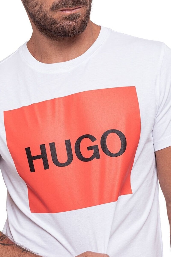 Box Boss T-Shirt - Dolive FAB Logo Hugo Österreich XL Rot Jersey Square T-Shirt Etsy Baumwoll Weiß BNWT