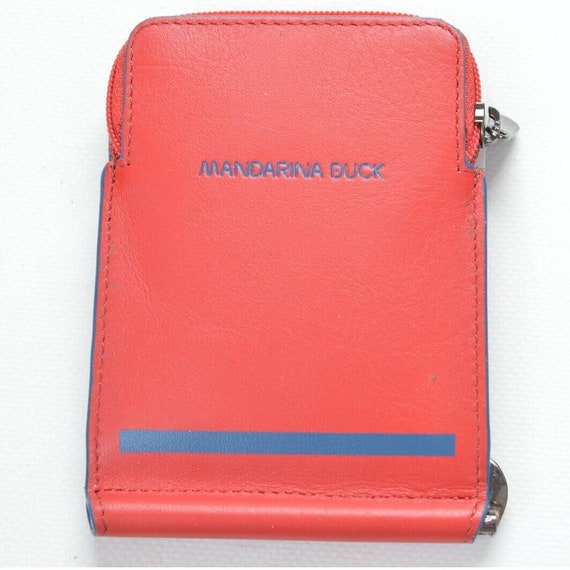 Mandarina Duck Passcode Leather Wallet Purse Cardholder Red and Blue New in Box