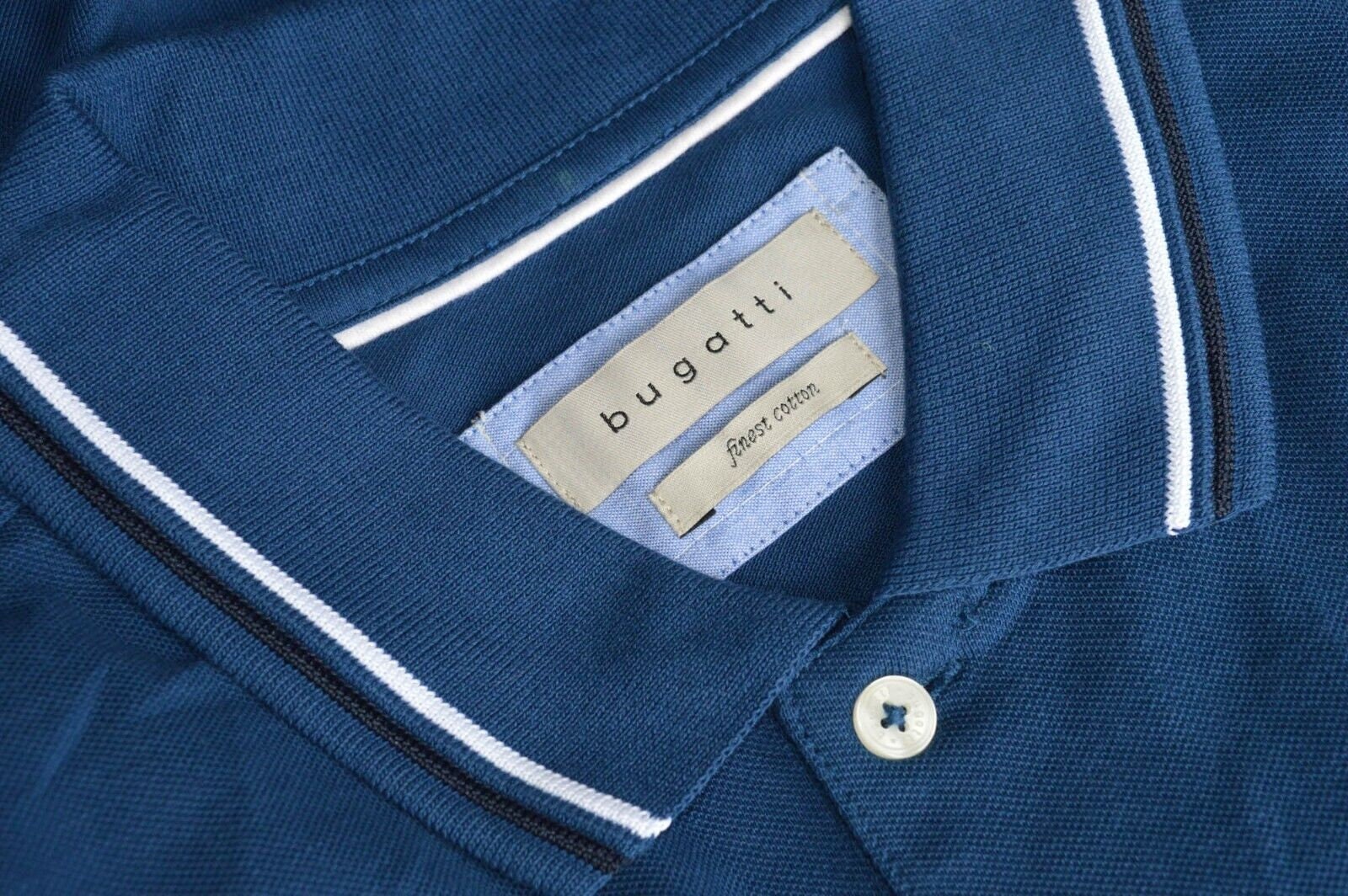 Cotton Pique Etsy - Mens Shirt Navy Collar Striped Finest Bugatti Blue BNWOT Polo