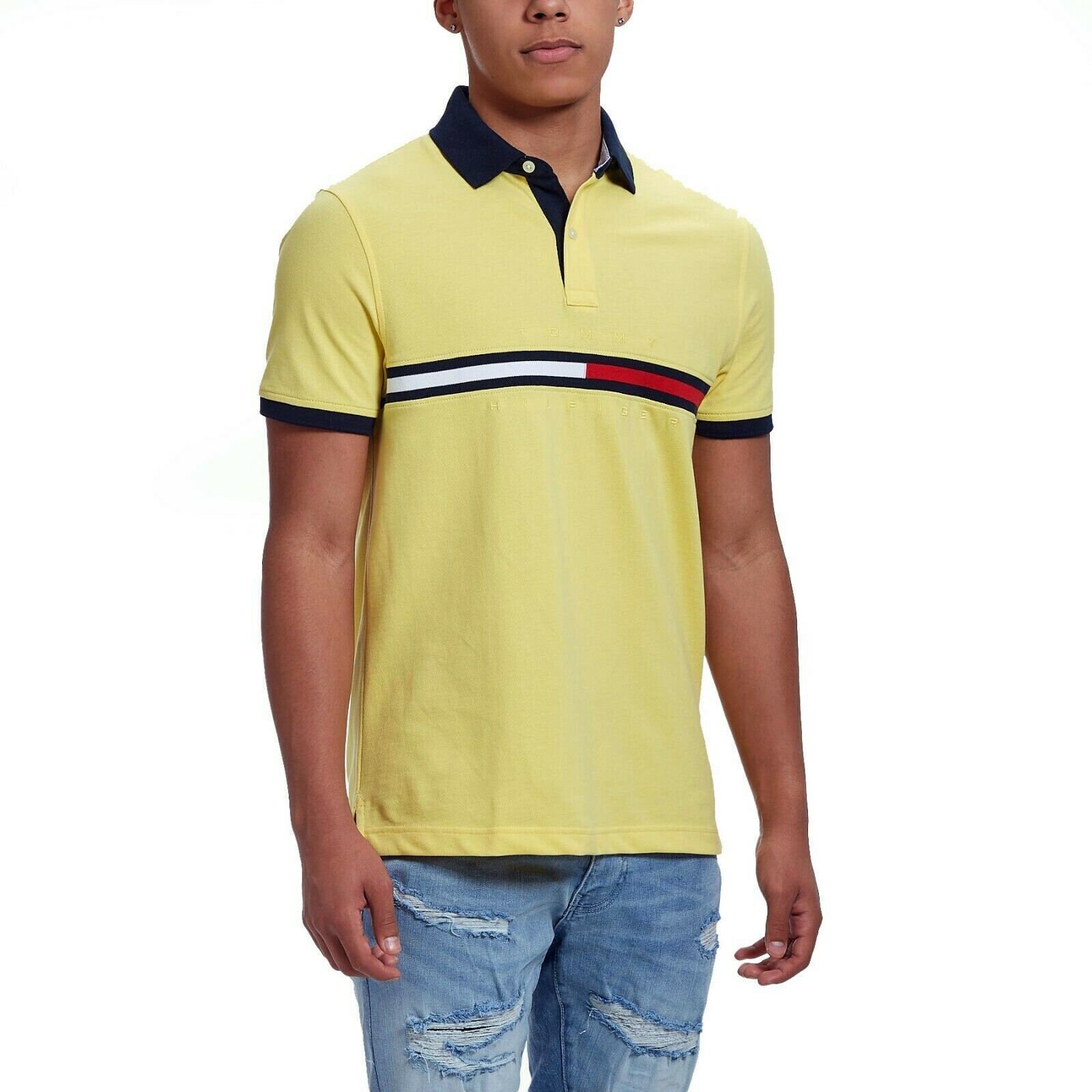 red yellow striped shirt