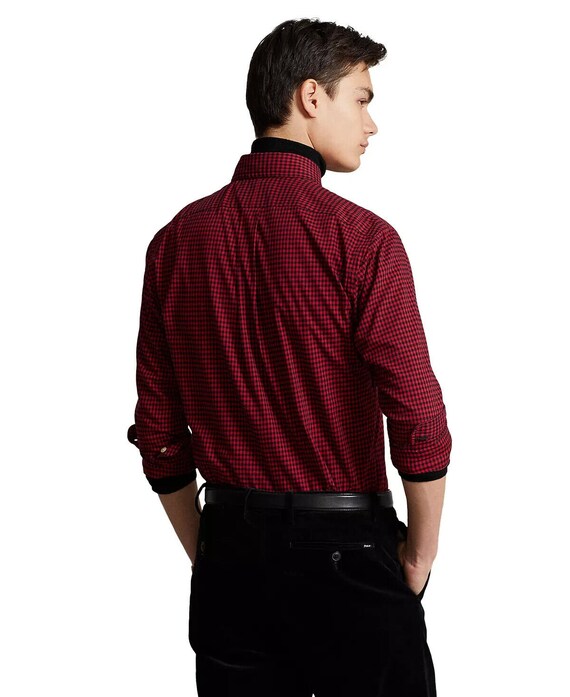 New Ralph Lauren Men s Classic fit Plaid Twill Shirt Red and Black