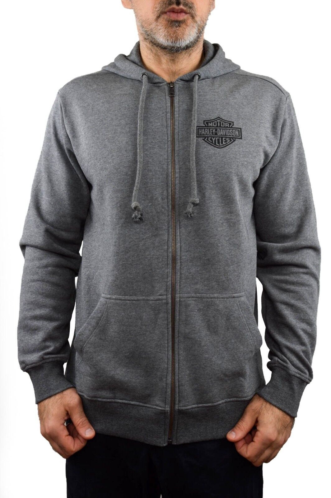 HARLEY-DAVIDSON Men's Classic Logo Zip Hoodie Dark Grey Heather 96250 ...