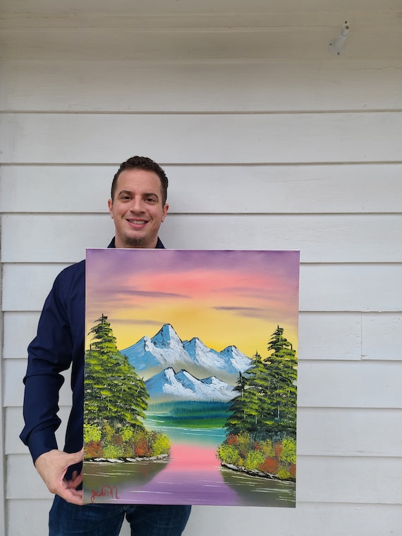 Sunset Mountain Landscape Oil Painting - Sunset Reflections - Etsy