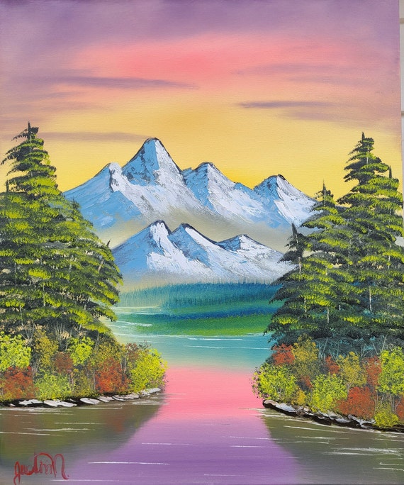 Sunset Mountain Landscape Oil Painting - Sunset Reflections - Etsy