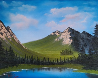 Secluded Mountain Lake Landscape Oil Painting