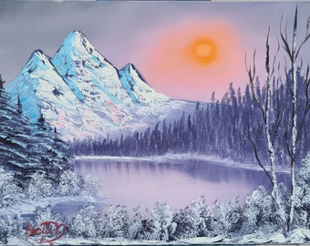 絵画 Winter Mountain Winter Wonderland Alps Reflecting in Mountain Lake Photo