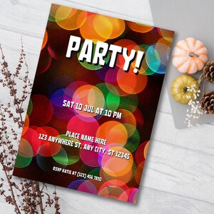 Editable Dance Party Invitation Neon Glow Dance Party Invitation Neon Glow Dance Disco Party Neon Disco Dance Party Instant Download | 0004