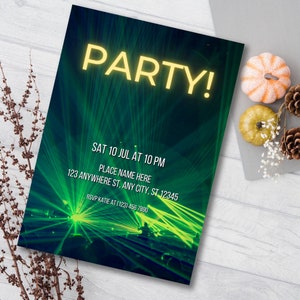 Editable Dance Party Invitation Neon Glow Dance Party Invitation Neon Glow Dance Disco Party Neon Disco Dance Party Instant Download | 0003