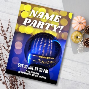 Editable Dance Party Invitation Neon Glow Dance Party Invitation Neon Glow Dance Disco Party Neon Disco Dance Party Instant Download | 0009