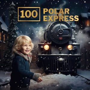 100 Polar Express Weihnachten Digital Backdrops für Kinder Porträt Studio Fotografie Hintergrund Zusammengesetzter Schnee Winterdorf Nordpol JPG