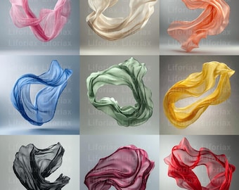 Elegant Flying Fabric Digital Backdrops for Maternity Portrait Smoke Photography Studio Photoshop JPG Background