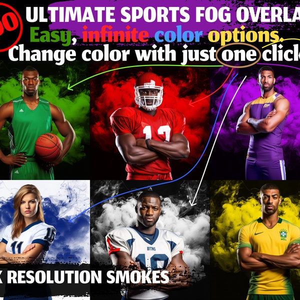 100 (8K) Smoke Fog Digital Photography OVERLAYS: Perfect As Sports Backdrop & Background For Basketball, Softball, Tennis, Football, Soccer