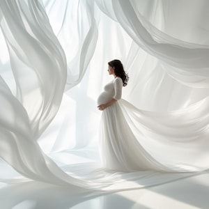 62 fondos de telas blancas suaves y vibrantes para retratos de graduación: fondos digitales instantáneos y superposiciones de maternidad. Descarga de arte fotográfico PNG.