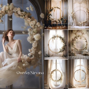 11 Floral Ring Backdrop Overlays, Maternity Overlays for Photoshop, Ring Overlays, Portrait Photo Overlays  Flower and Foliage Ring Overlays