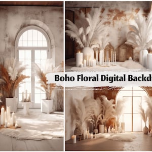 16 White Boho Floral Digital Backdrops Maternity digital backdrops Digital floral backdrop Composites Maternity Studio Backgrounds Photoshop