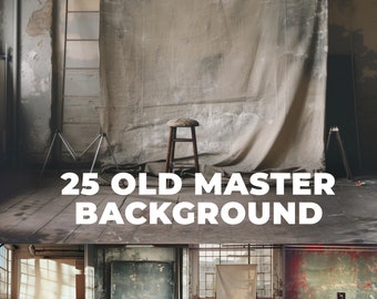 Peut inclure: Une collection de 25 images d'arrière-plan de maître ancien pour les photographes. Les images présentent une variété de textures et de couleurs, notamment un sol en bois rustique, un mur délabré et une toile de fond en tissu drapé. Les images sont parfaites pour créer un look vintage ou antique dans vos photos.