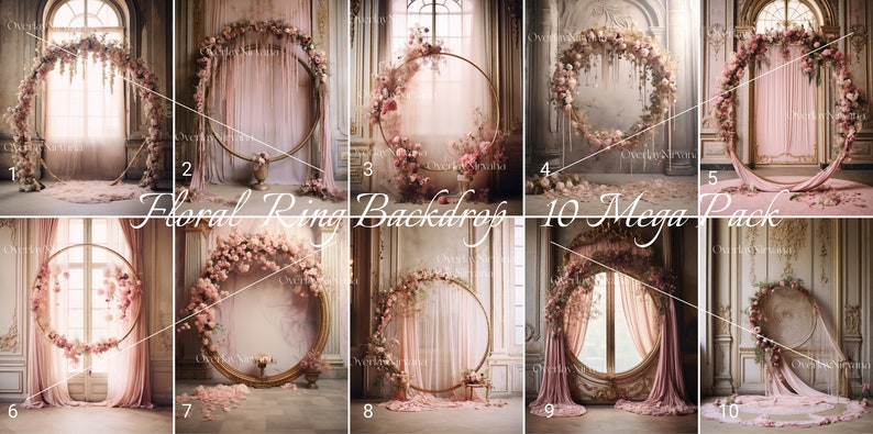 Floral Ring Backdrop Overlays - Bridal Digital Backdrop - Maternity ...