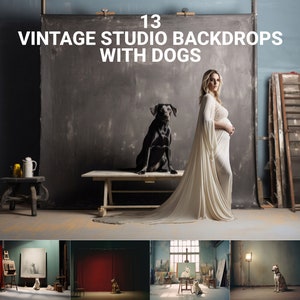 13 Vintage Studio Backdrops With Dogs - Photography Background, Portrait studio backdrop Vertical portrait background, Grunge background