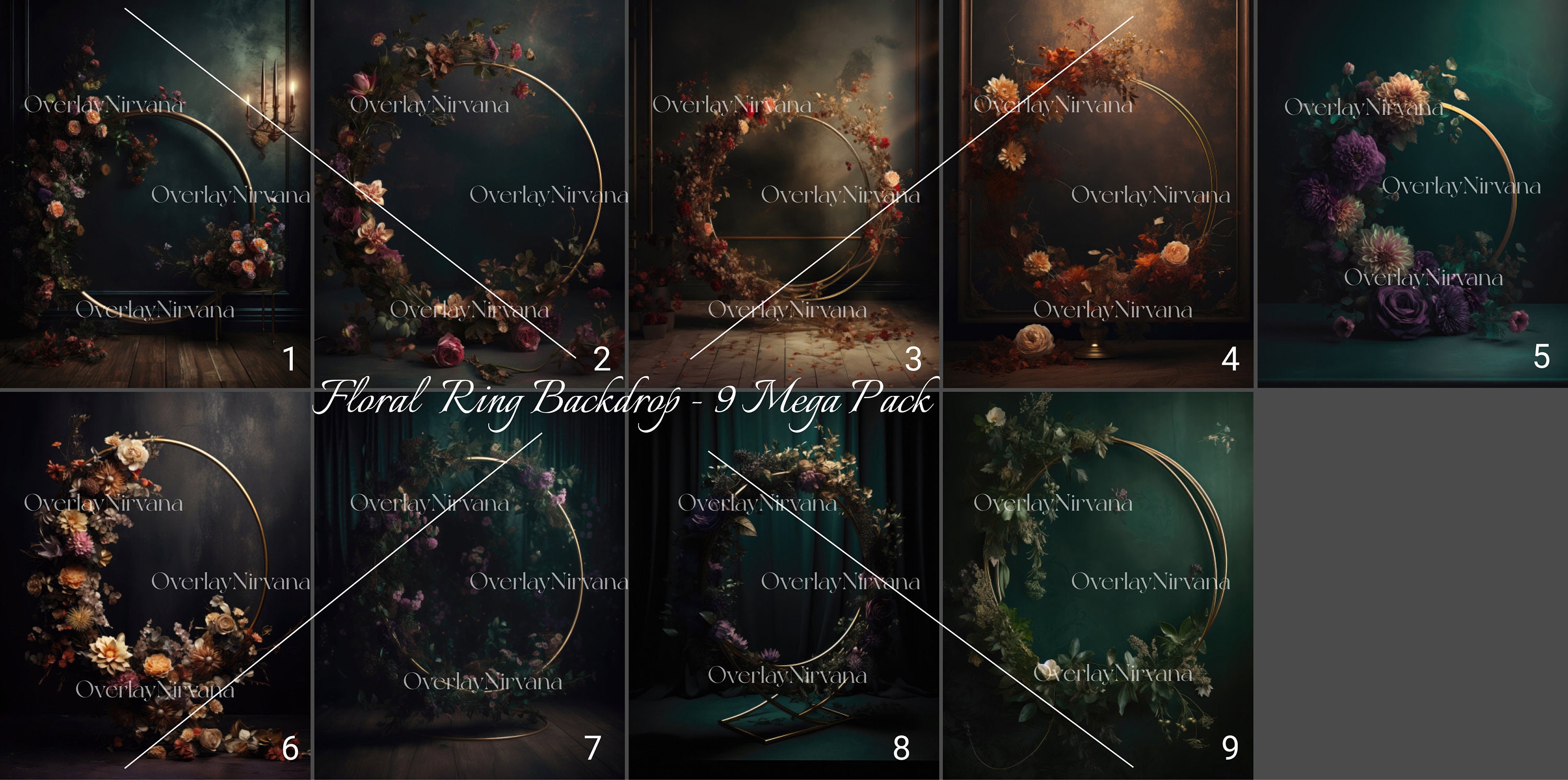 Floral Ring Backdrop Overlays Floral Overlays Maternity Overlays Floral ...
