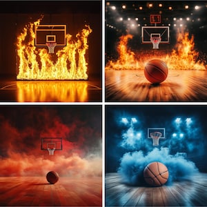 40 Basketball Premium High-Resolution Digital Backdrop for Basketball Posters & Banners, Senior Sports Photography Backgrounds, Portraits
