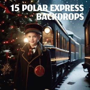 15 Polar Express Weihnachten digitale Kulissen für Kinder und Familie Weihnachten Zug Fotografie zusammengesetzte Schnee Winterdorf Nordpol Zug