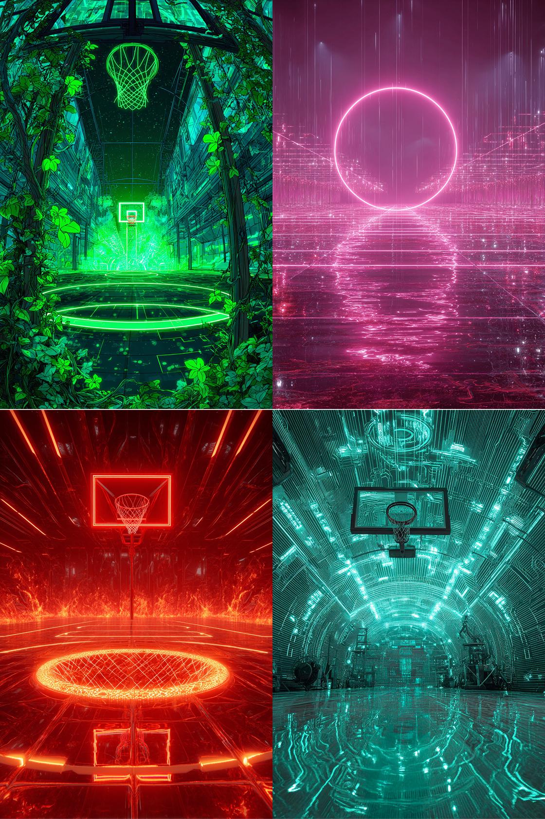 100 Neon Lights Basketball Action Digital Backdrops Banner for Sports ...