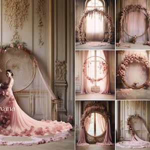Floral Ring Backdrop Overlays - Bridal Digital Backdrop - Maternity Overlays for Photoshop, Portrait Photo Overlays, Ring Overlays  (V7)