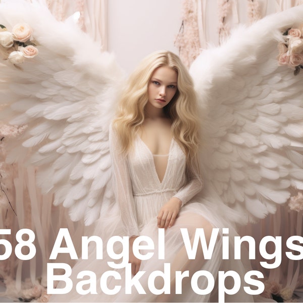 58 x Digital Backdrops, Angel Wings Digital Backgrounds, Maternity Backdrop Overlays, Studio Backdrops, Photoshop Fine Art Textures Floral