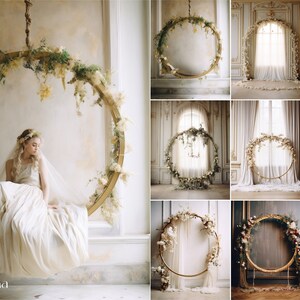 11 Floral Ring Backdrop Overlays - Bridal Digital Backdrop - Maternity Overlays for Photoshop, Portrait Photo Overlays, Ring Overlays  (V9)