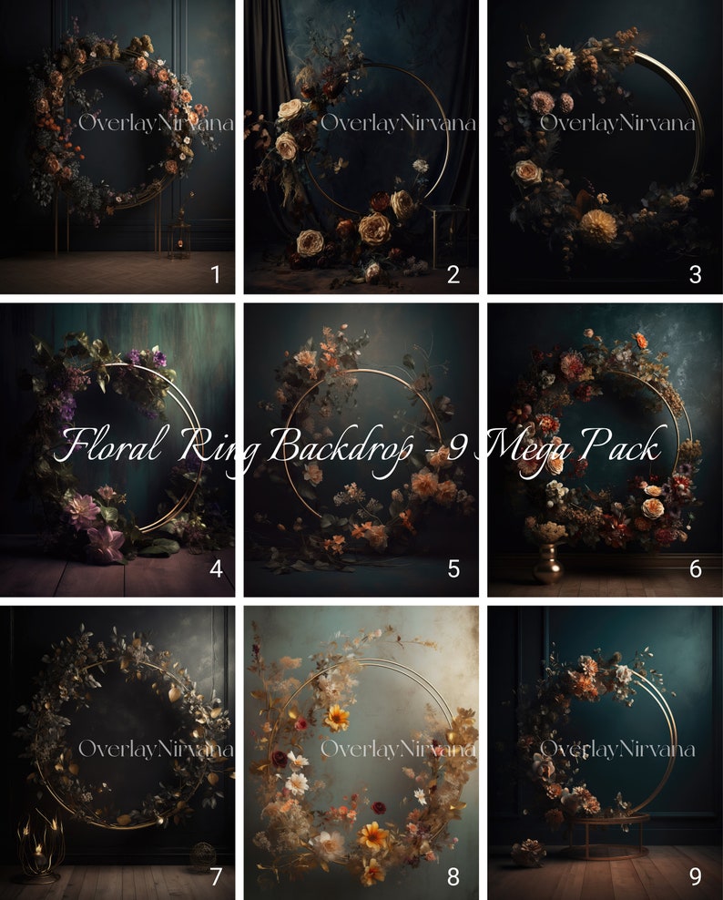 Floral Ring Backdrop Overlays - Floral Overlays - Maternity Overlays ...