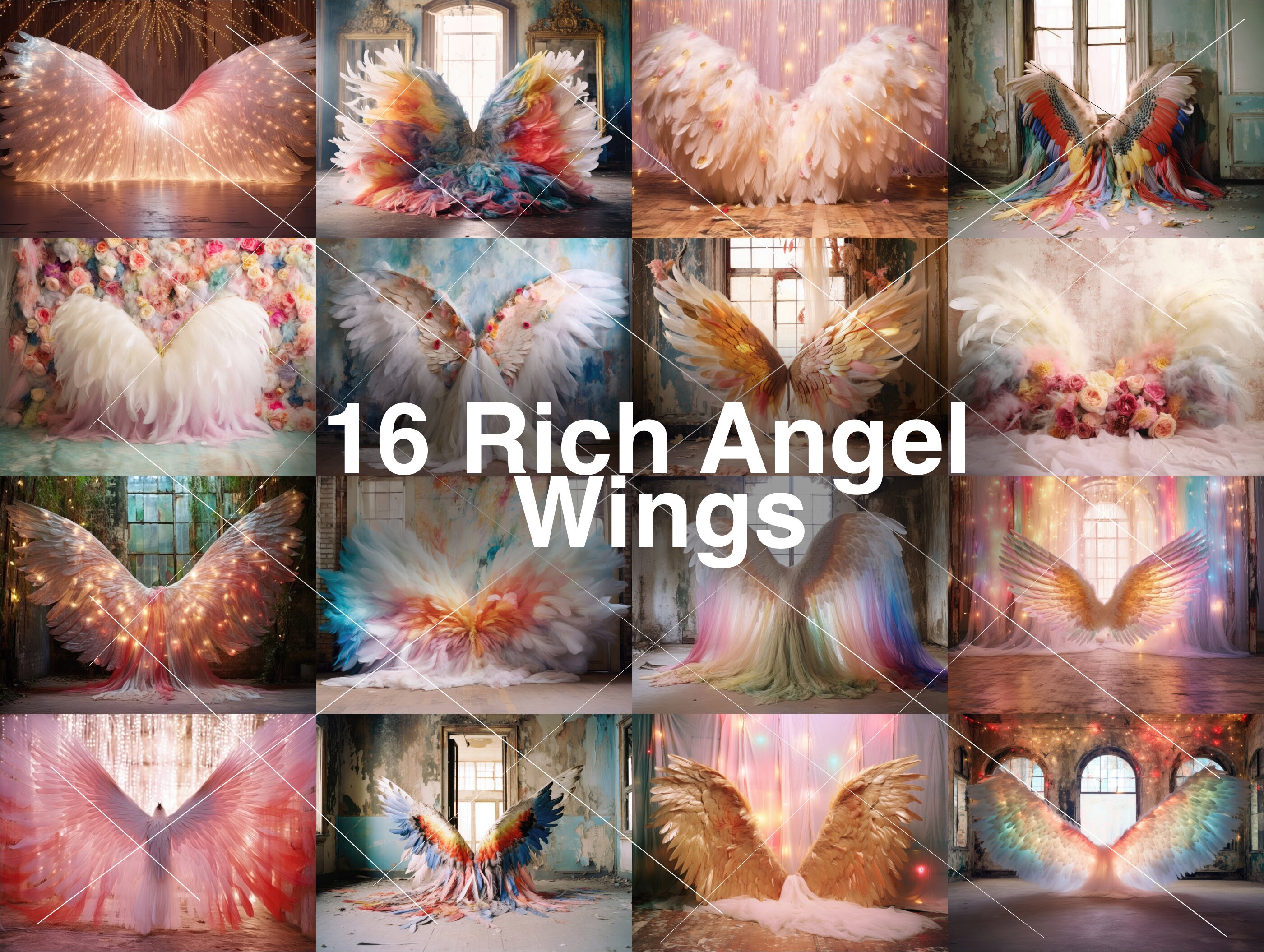 16 Rich Angel Wings Digital Backgrounds Digital Backdrops, Maternity ...