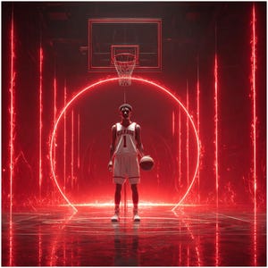 100 Neon Lights Basketball Action Digital Backdrops Banner for Sports Photography Background School Senior Portrait Photo