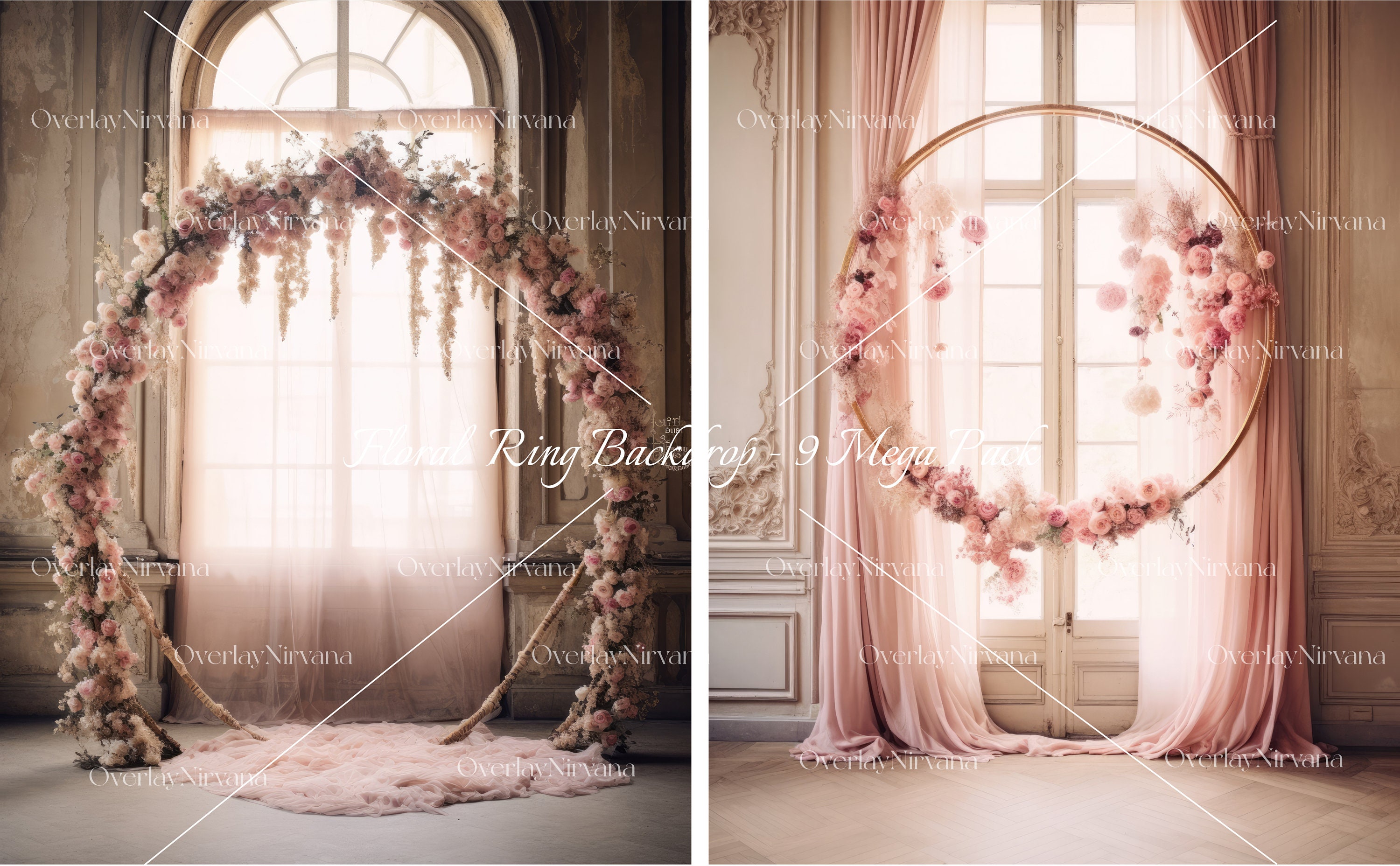Floral Ring Backdrop Overlays - Bridal Digital Backdrop - Maternity ...