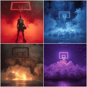 81 Smoke Basketball Digital Backdrops Background Banner for Sports Photography School Senior Portrait Photo