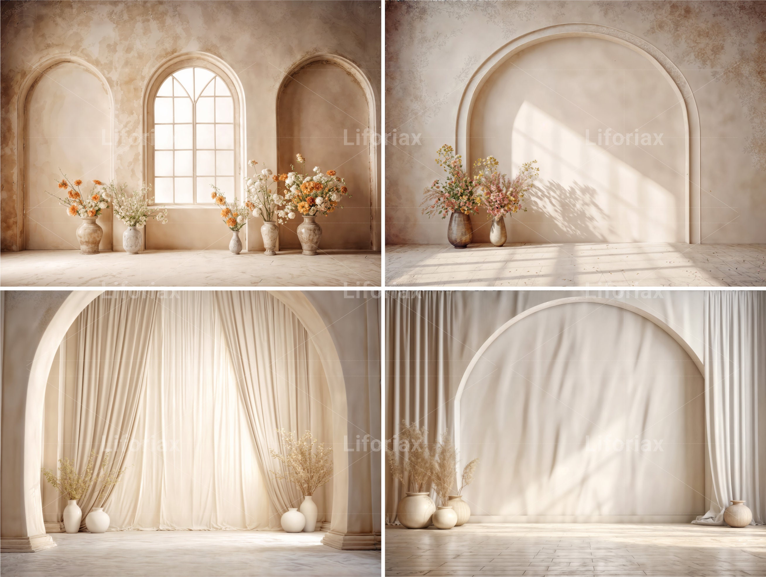Minimal Arches Set Digital Backdrops, Maternity Backdrop Overlays ...